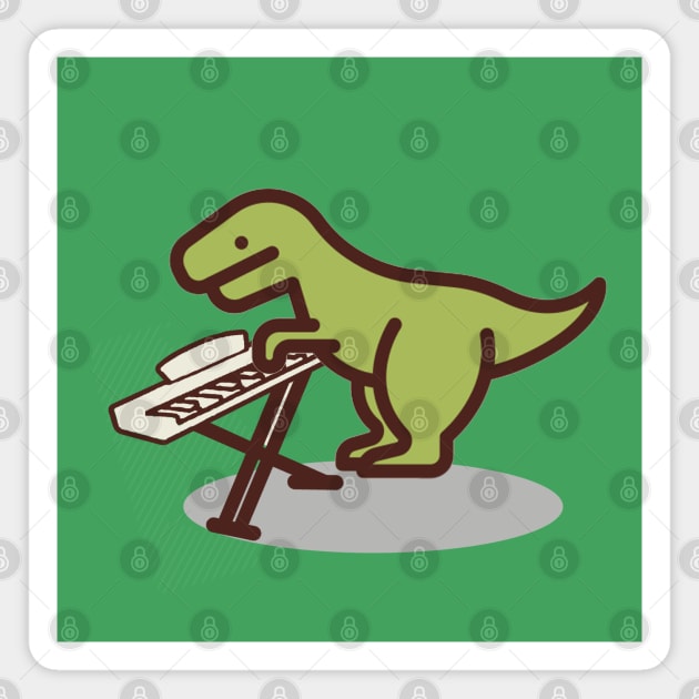 Cute Trex playing a keyboard piano Magnet by Be my good time